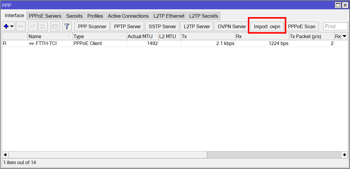 Import OpenVPN client as PPP
interface