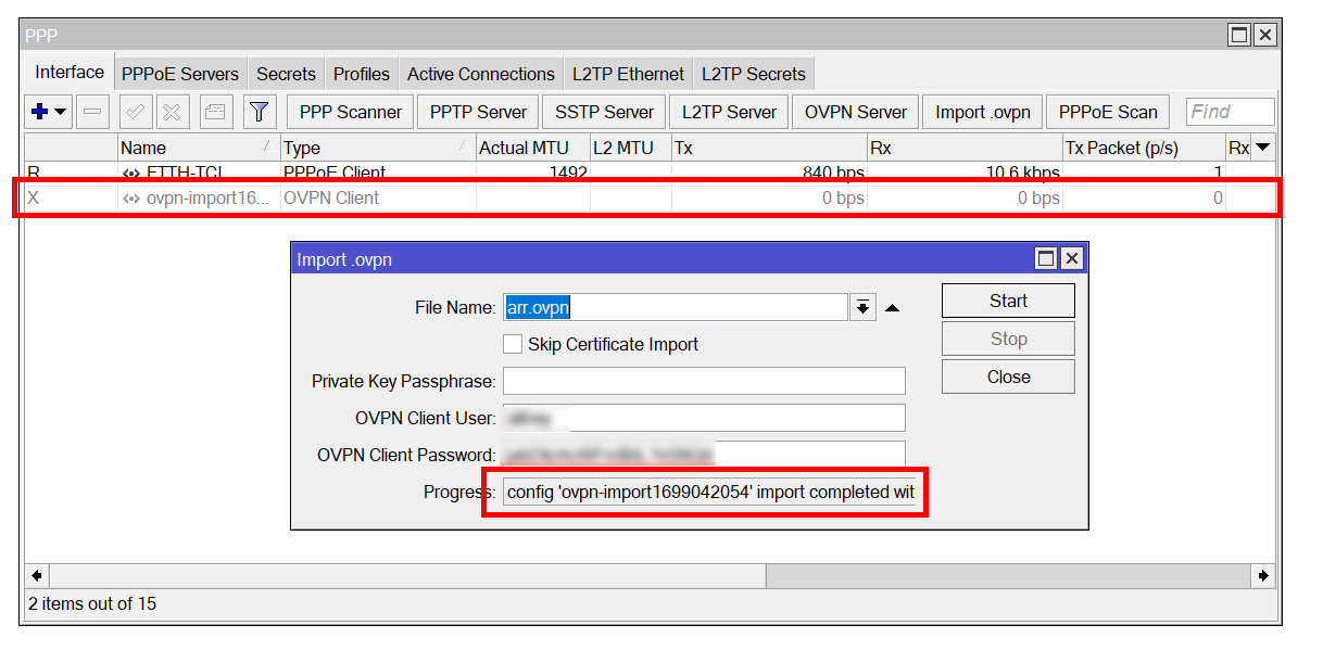 Import OpenVPN client as PPP
interface